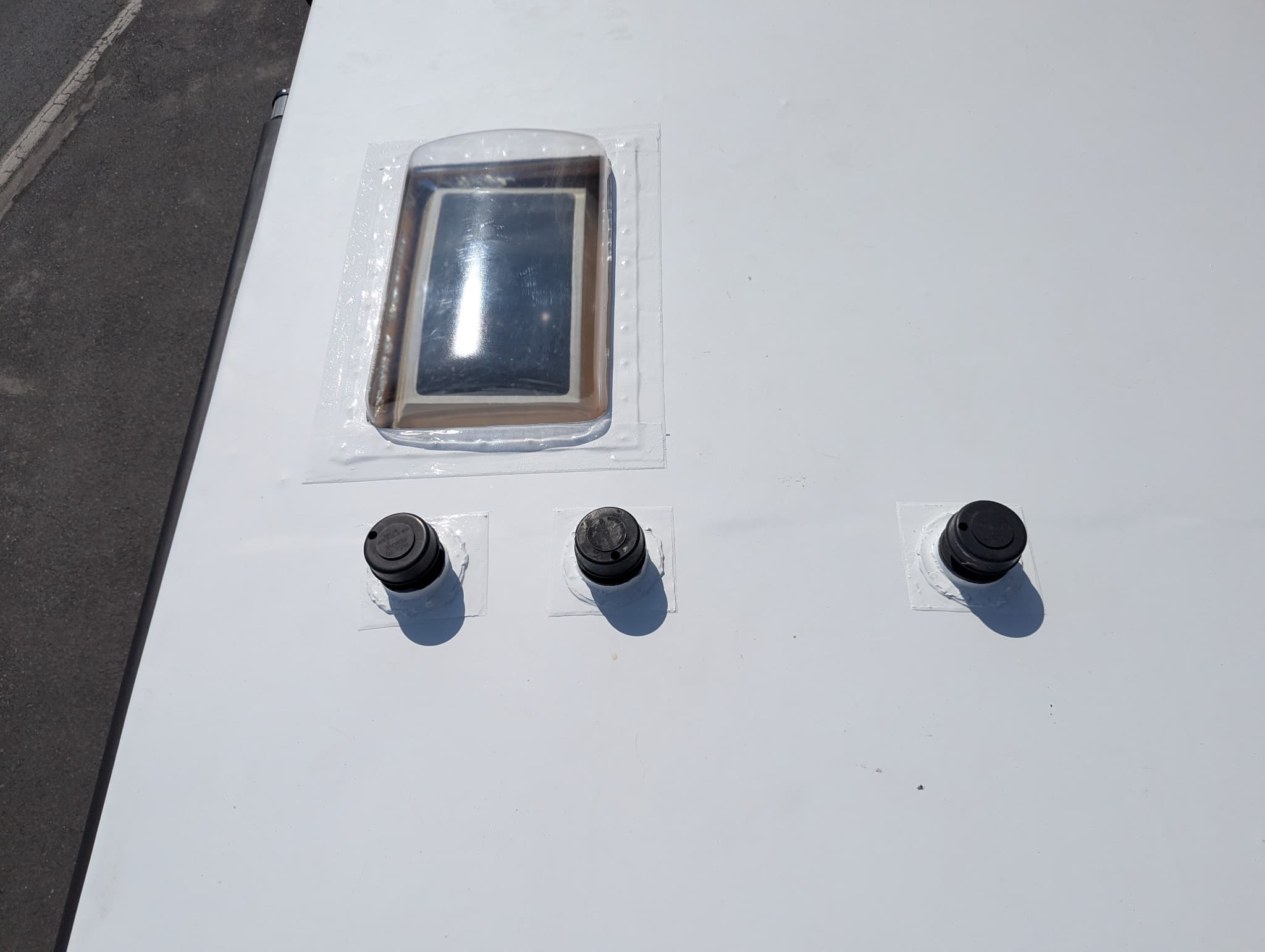 Finished RV roof with new TPO membrane after full replacement