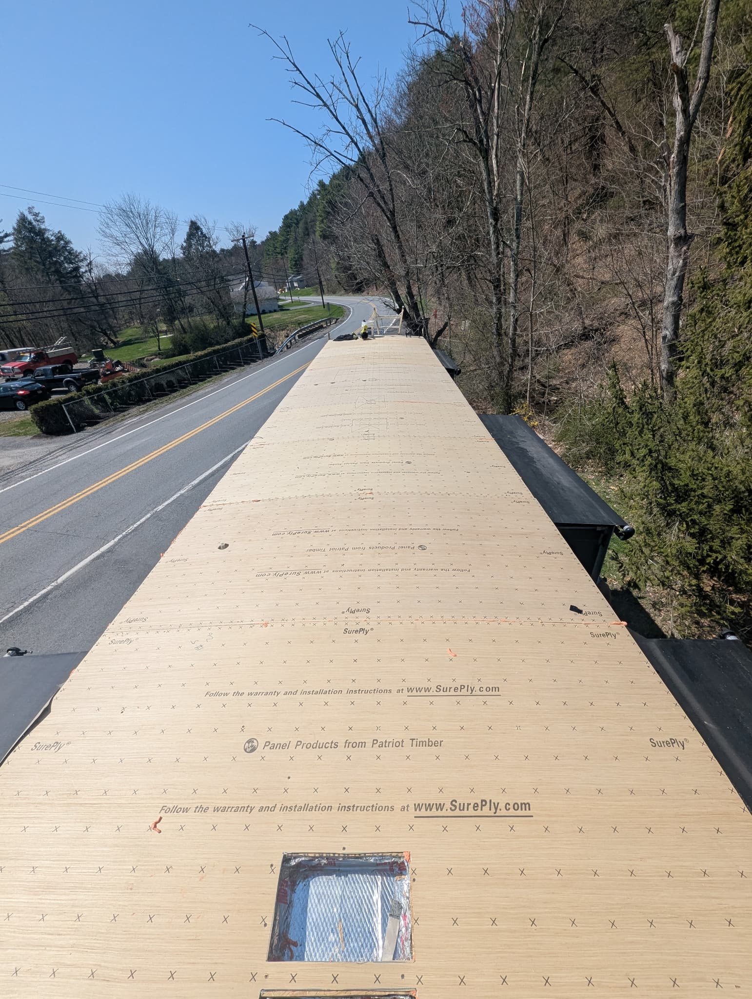 RV roof reinforced with new plywood during TPO replacement