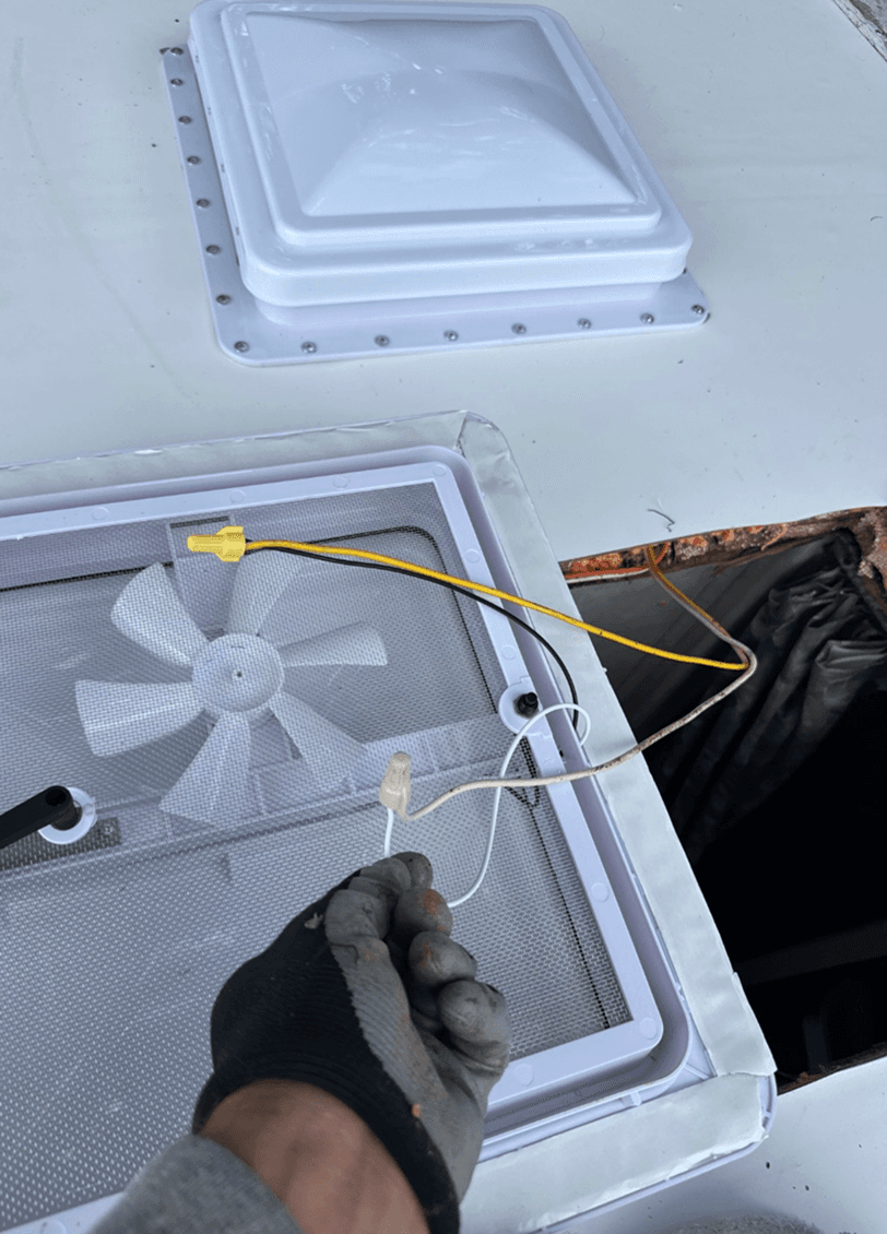Wiring powered roof vent during installation