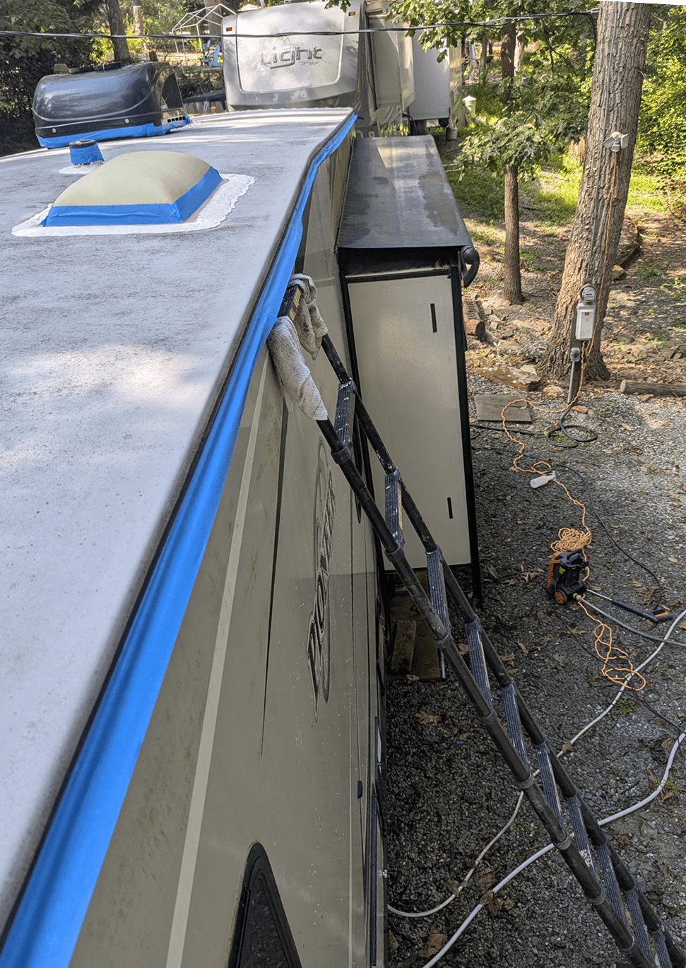 RV roof taped during repair