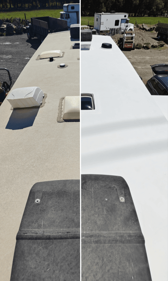 RV roof before and after repair