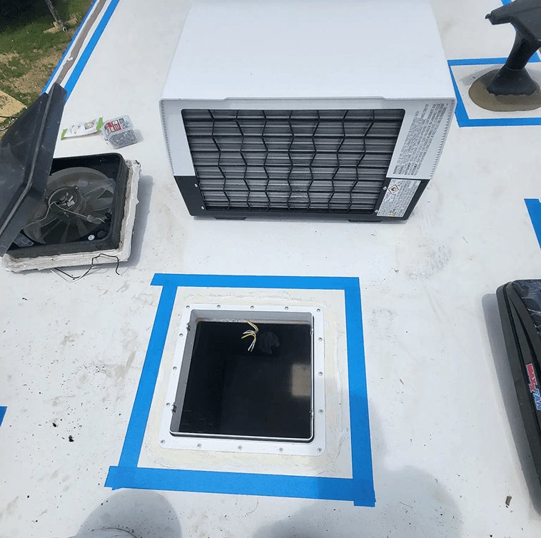 Vent opening taped before installation
