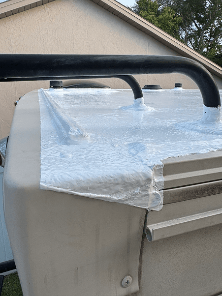 Silicone sealing on RV back cap