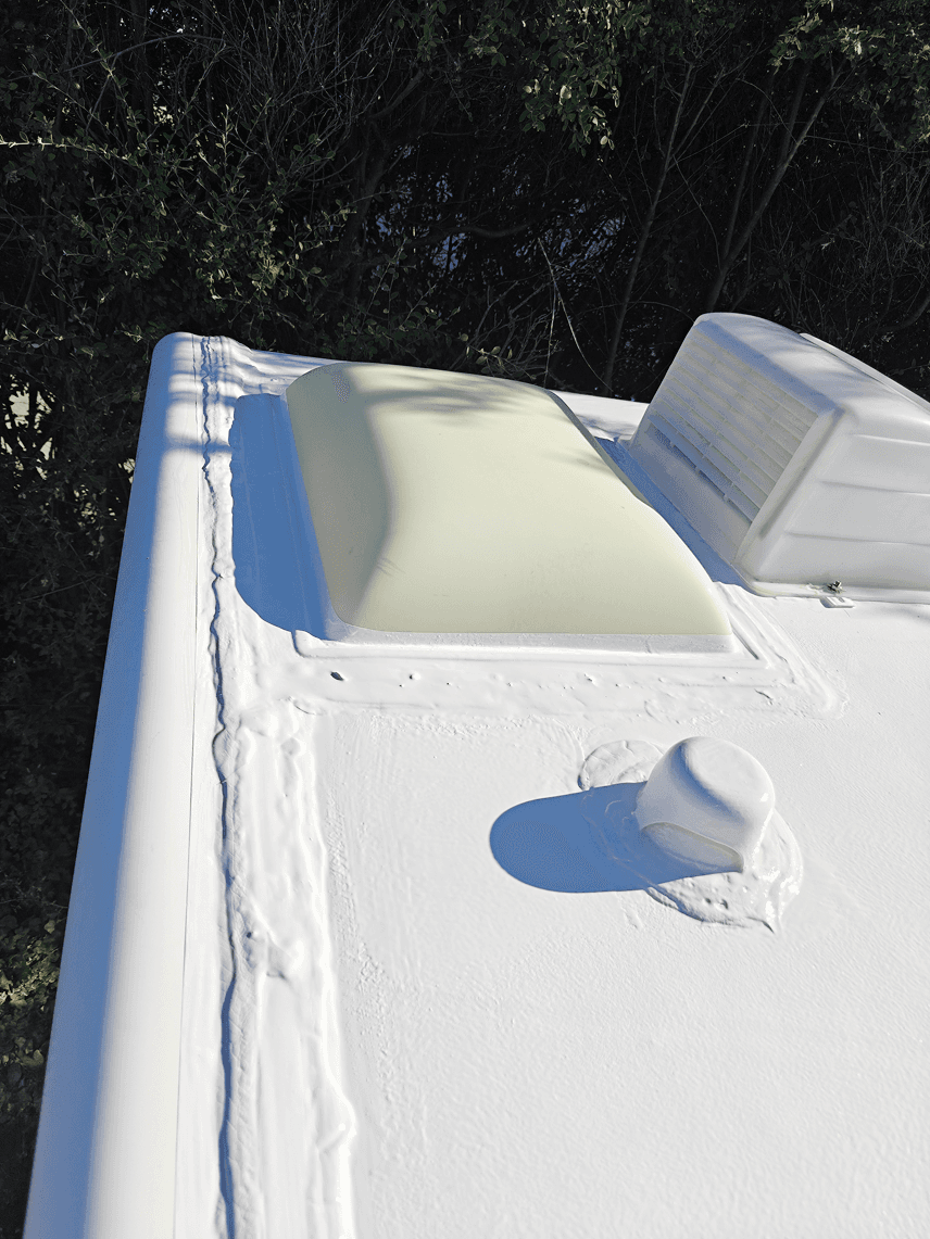 Finished coating around roof elements