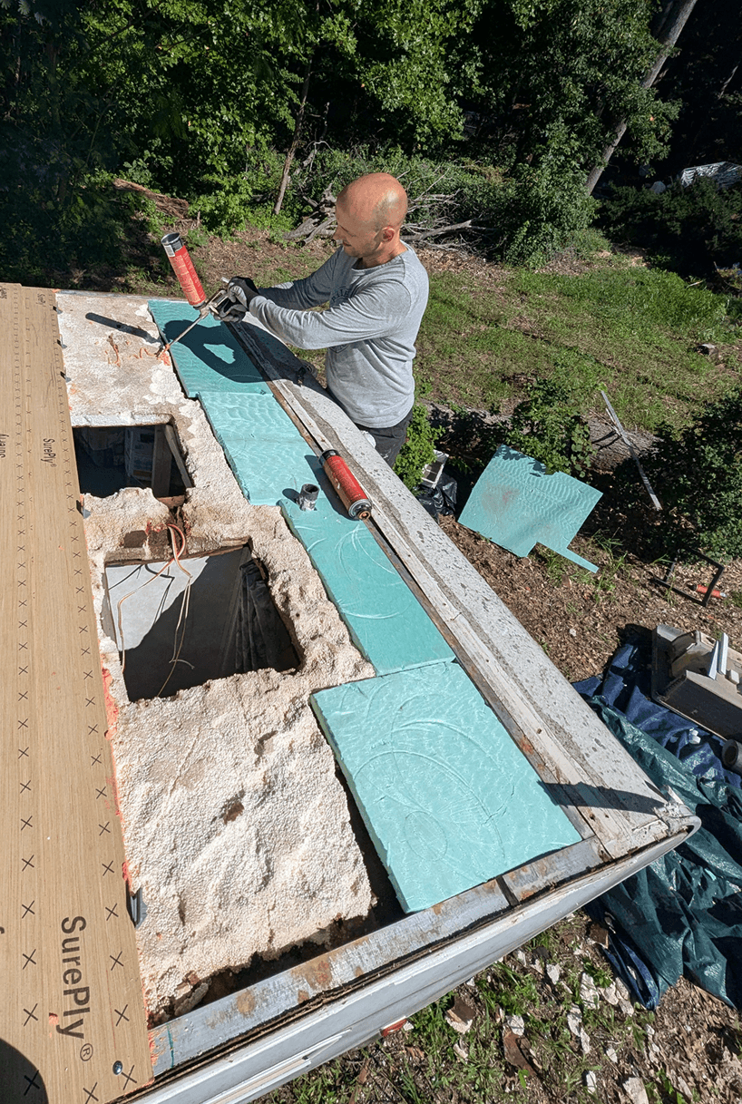 New insulation and plywood installed