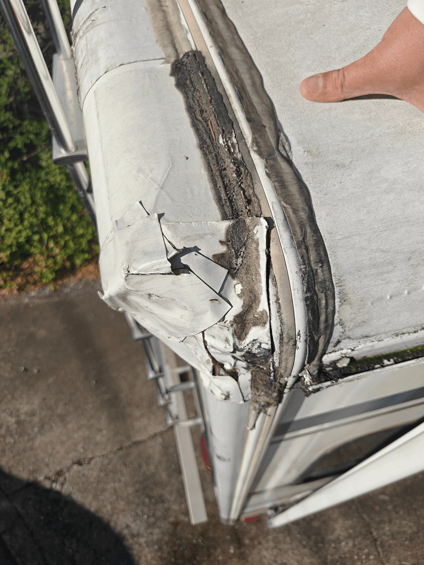 Damaged termination bar taped over