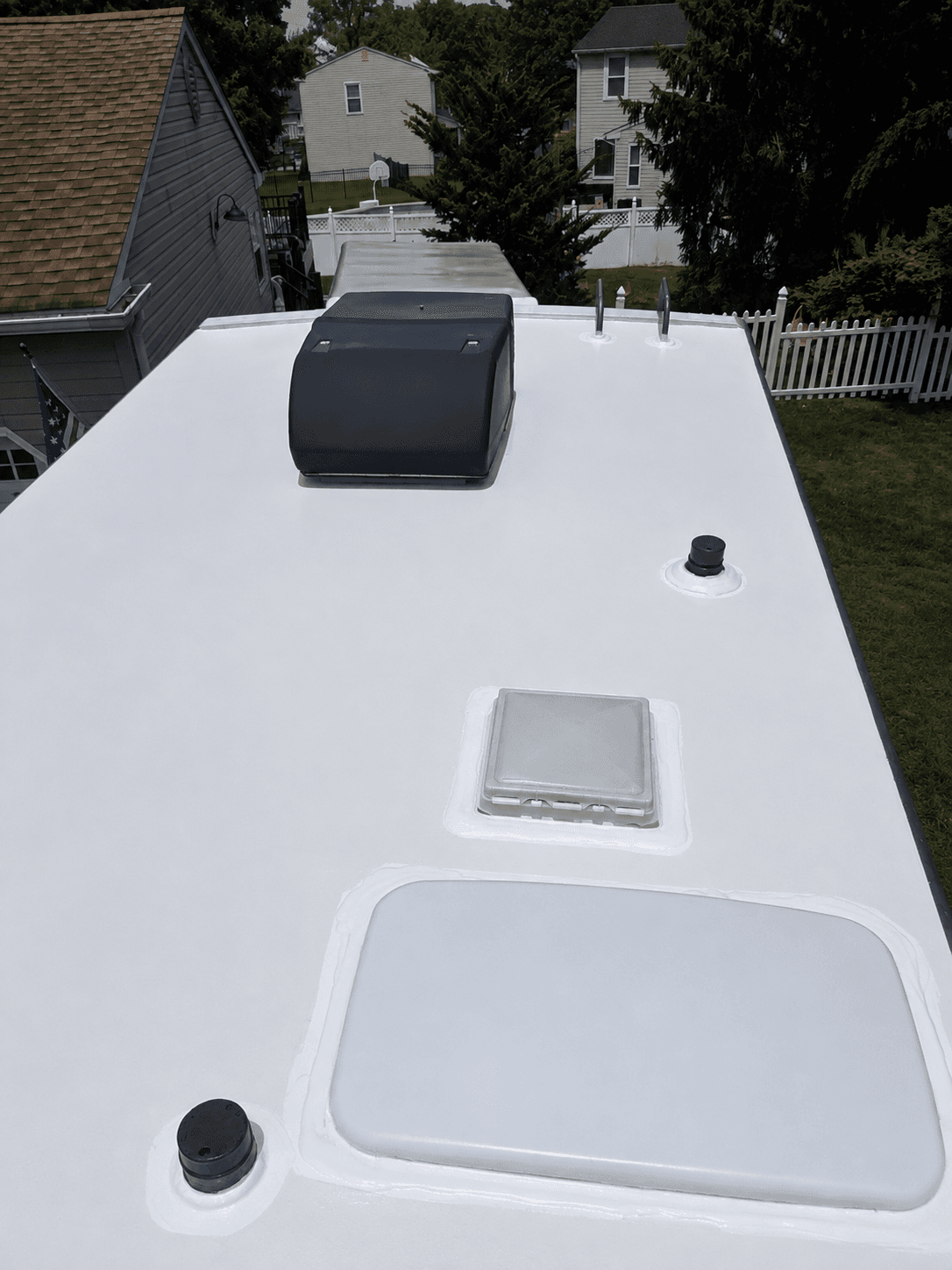 RV roof after maintenance sealing