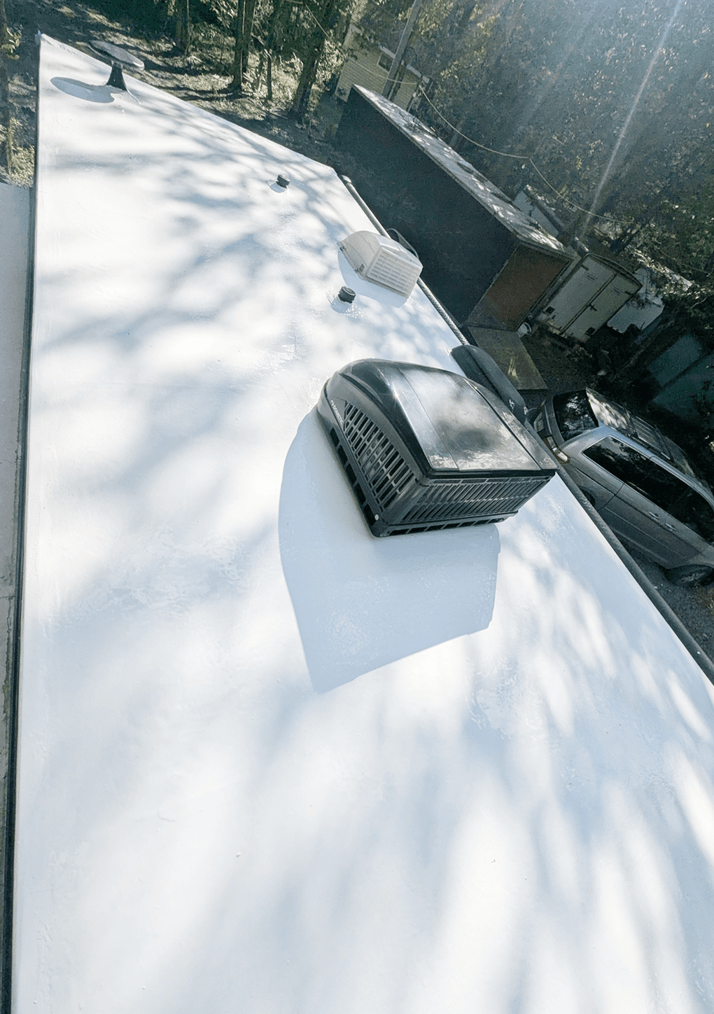 Finished roof with coating system