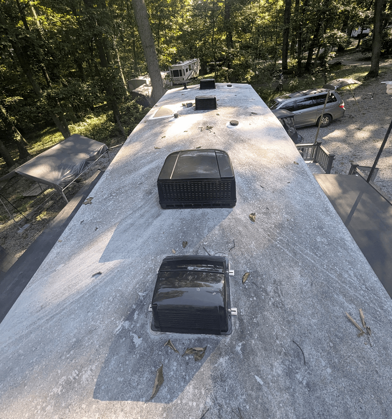 RV roof before repair